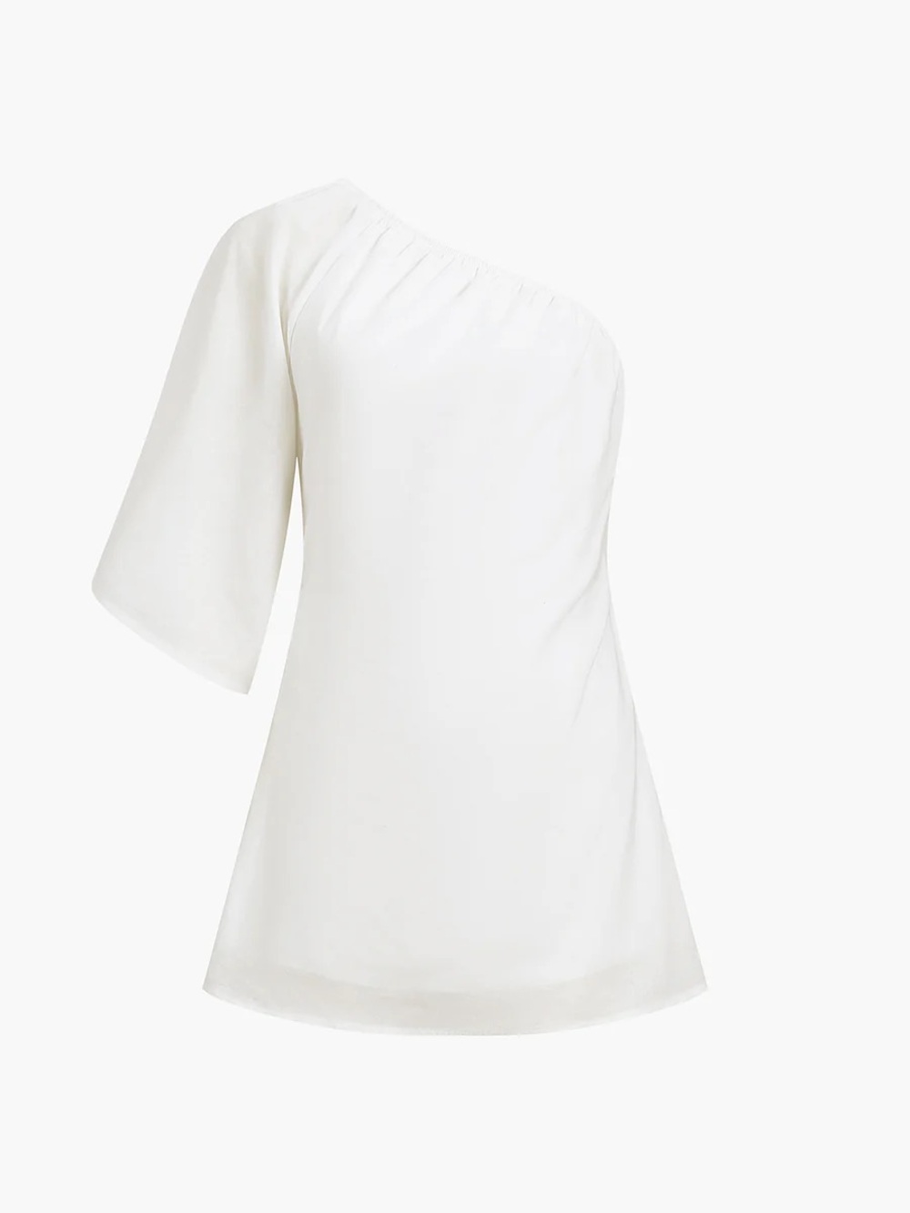 Commense Aegean Cotton Linen One Sleeve Short Dress - Picture 2 of 5